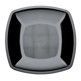 Talerz Plastikowe Płaski Czarni Square PS 230mm (25 Sztuk)