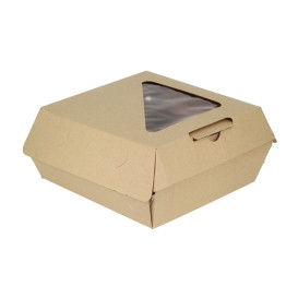 Pudełka na MenuBox Tektura Kraft z Oknem 20x20x8,5cm (55 Sztuk)