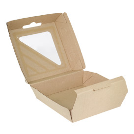 Pudełka na MenuBox Tektura Kraft z Oknem 20x20x8,5cm (55 Sztuk)