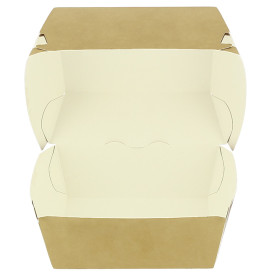 Opakowania Pudełka Burger XXL Kartonowe Kraft Podwójnym Zamknięciem 13x13x9cm (400 Sztuk)
