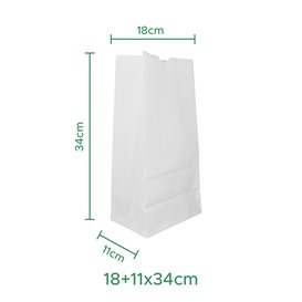 Torba Papierowa Eko Biała bez Uchwytów 60g/m² 18+11x34cm (25 Sztuk)
