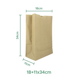 Torba Papierowa Kraft bez Uchwytów 60g/m² 18+11x34cm (500 Sztuk)