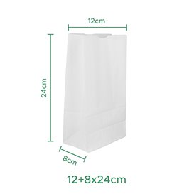 Torba Papierowa Eko Biała bez Uchwytów 50g/m² 12+8x24cm (1.000 Sztuk)