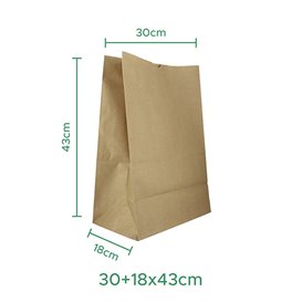 Torba Papierowa Kraft bez Uchwytów 75g/m² 30+18x43cm (25 Sztuk)